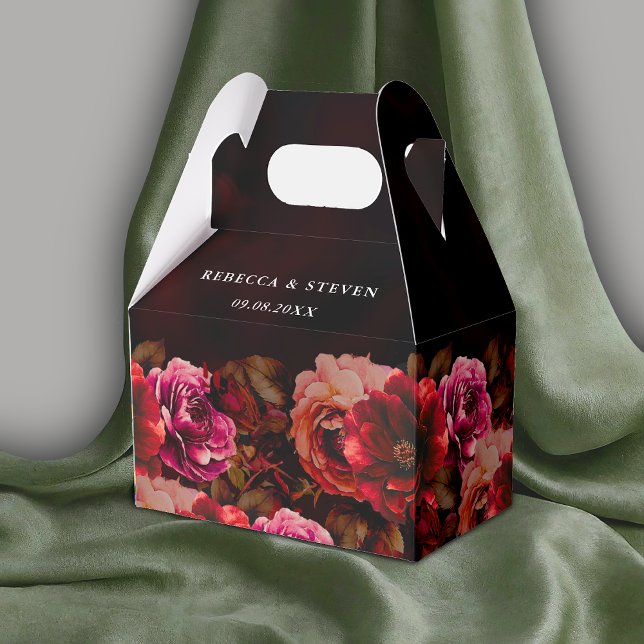 Elegant black red floral wedding romantic  favour box (Creator Uploaded)