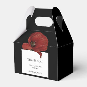 Elegant Black Red Floral Wedding Thank You  Favour Box