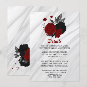 Elegant black & red flowers details  enclosure card