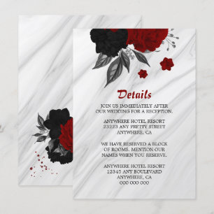 Elegant black & red flowers details enclosure card