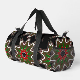 Elegant Black Red Green Floral Art Pattern Design Duffle Bag
