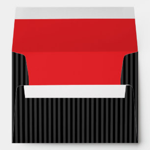 Elegant Black, Red & Grey Striped Wedding Envelope