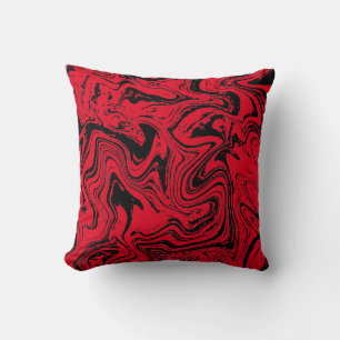 Elegant Black Red Marble  Cushion