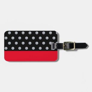 Elegant Black Red Silver Luggage Tag