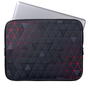Elegant Black-Red Triangle Pattern Laptop Sleeve