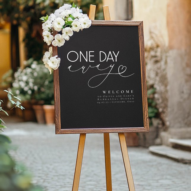 Elegant Black Rehearsal Dinner Welcome Sign (Rehearsal Dinner Welcome Sign Black and White Minimalist Modern and Romantic)