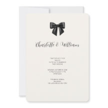 Elegant Black Ribbon Bow Wedding Invitation Card