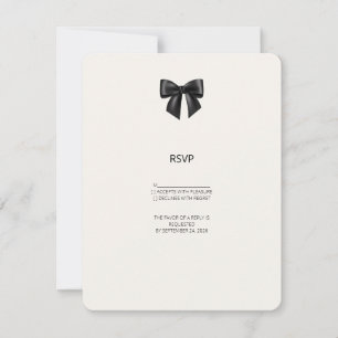 Elegant Black Ribbon Bow Wedding RSVP Card