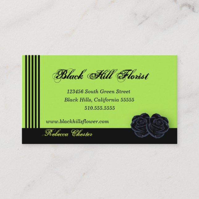 Elegant Black Rose Business Card (Front)