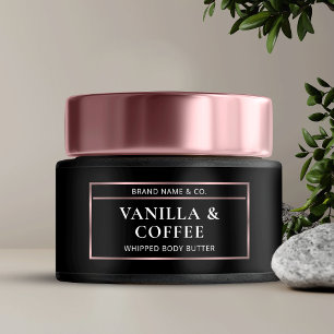 Elegant Black & Rose Gold Body Butter Jar Label
