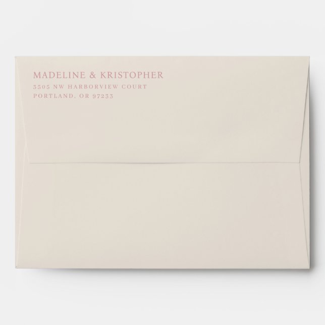 Elegant Black Rose Gold Calligraphy Envelope (Back (Top Flap))