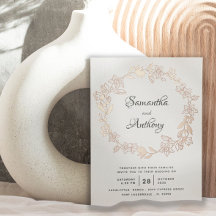 Elegant Black Rose Gold Floral Wreath Wedding