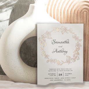 Elegant Black Rose Gold Floral Wreath Wedding