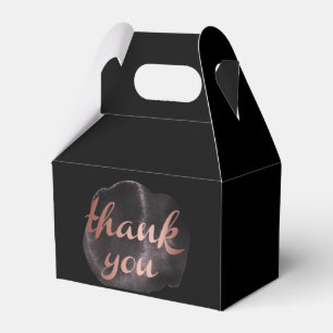 elegant black rose gold foil metallic thank you favour box