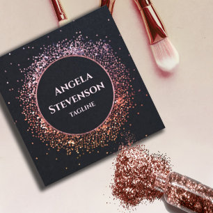 Elegant Black Rose Gold Glitter Business Card