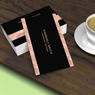 Elegant Black & Rose Gold Minimalist Business Card