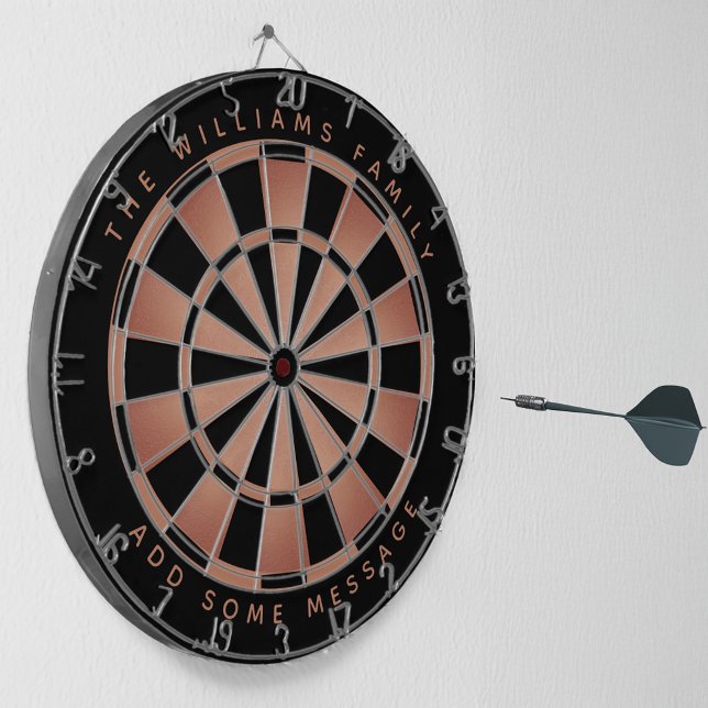 Elegant Black Rose Gold Pink Custom Name Geometric Dartboard (Creator Uploaded)
