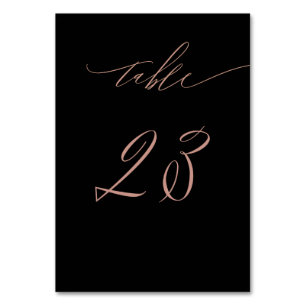 Elegant Black Rose Gold Script No 23 Wedding Table Number