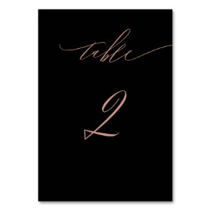 Elegant Black Rose Gold Script No 2 Wedding Table  Number