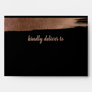 Elegant Black Rose Gold Simple Modern Wedding Envelope