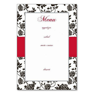 Elegant Black Rose Menu Table Number