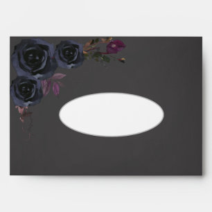 Elegant Black Rose Purple Wedding  Envelope