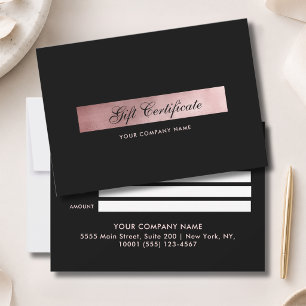 Elegant Black Rosegold Gift Certficate