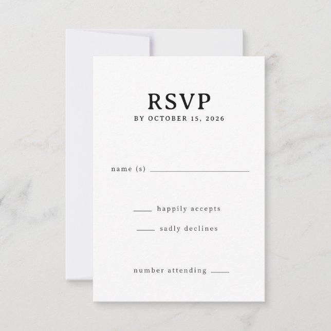 Elegant Black RSVP Card (Front)