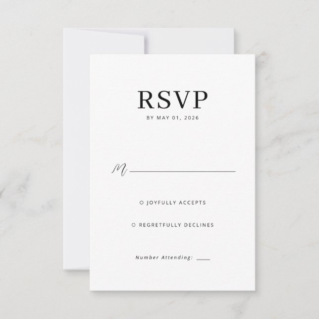 Elegant Black RSVP Card (Front)
