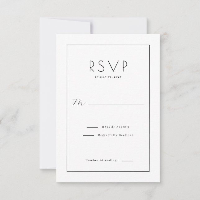 Elegant Black RSVP Card (Front)