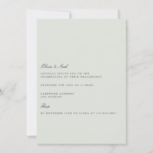 Elegant Black & Sage Green Engagement Invitation