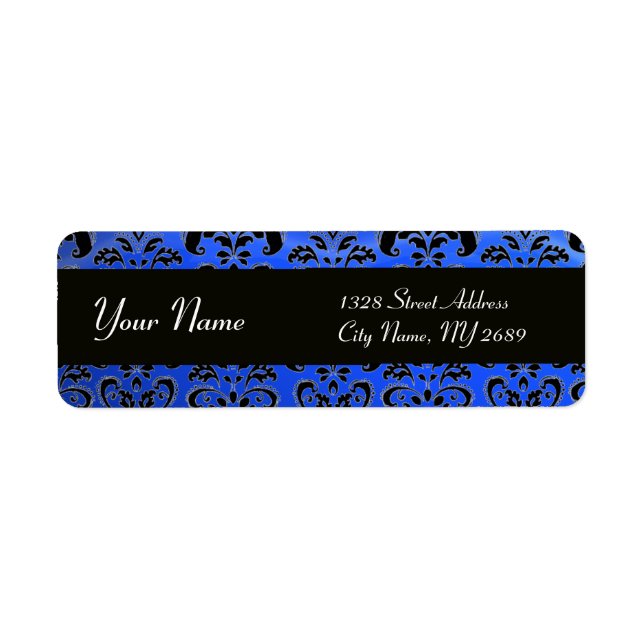 ELEGANT BLACK  SAPPHIRE BLUE  DAMASK (Front)