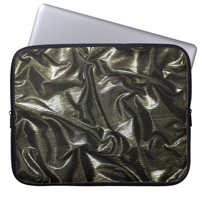 Elegant Black satin 15" laptop sleeve (Front)