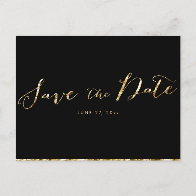 Elegant Black Save The Date Postcards (Front)