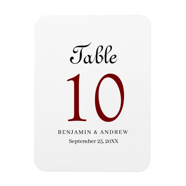 Elegant Black Script Acrylic Arch Table Number Magnet (Vertical)