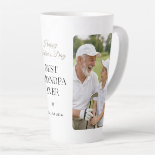 Elegant Black Script Best Grandpa Photo Minimalist Latte Mug