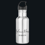 Elegant Black Script Business Salon Name Number 532 Ml Water Bottle<br><div class="desc">You can edit the elegant black script to show the name of a salon or another business. Another line of black display text is under the script. You can edit the text to show a phone number or a custom message.</div>