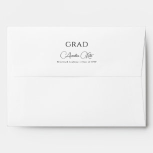 Elegant Black Script Calligraphy Grad Graduation Envelope