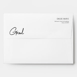 Elegant Black Script Grad Party Graduation Envelope