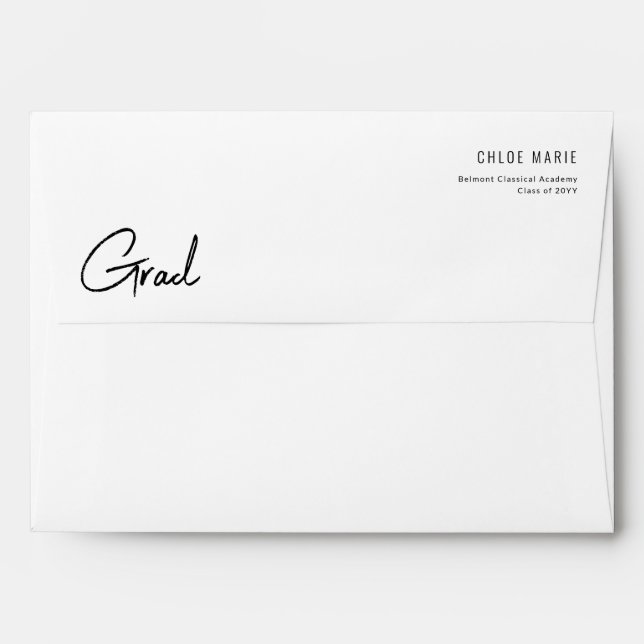 Elegant Black Script Grad Party Graduation Envelope (Back (Top Flap))