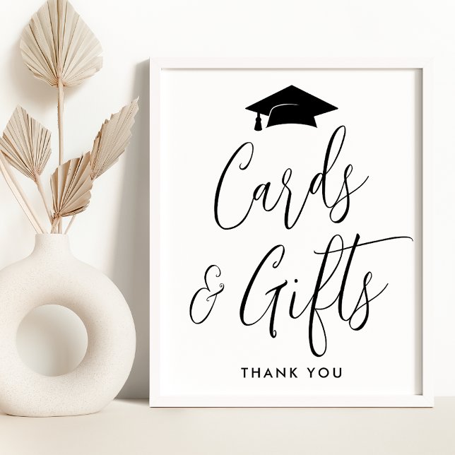 Elegant Black Script Graduation Cards and Gifts Poster (Creator Uploaded)