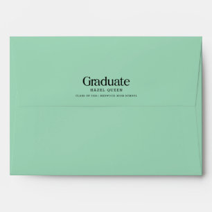 Elegant Black Script Green Graduation Envelope