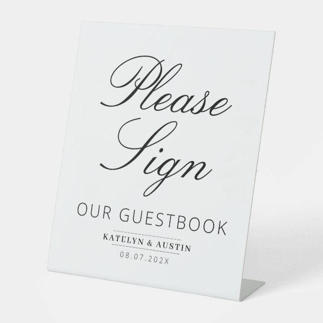 elegant black script guestbook sign (Front)