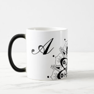 Elegant Black Script Letter Mandala Magic Mug