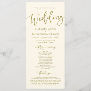 Elegant Black Script, Our Wedding Ceremony Program Programme
