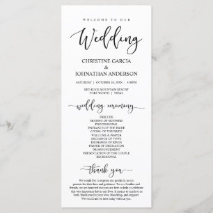 Elegant Black Script, Our Wedding Ceremony Programme