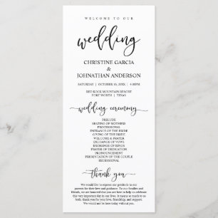 Elegant Black Script, Our Wedding Ceremony Programme