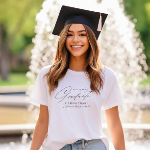 Elegant Black Script Personalised Graduation T-Shirt