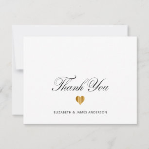 Elegant Black Script Personalised Wedding Monogram Thank You Card