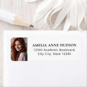 Elegant Black Script Photo Return Address